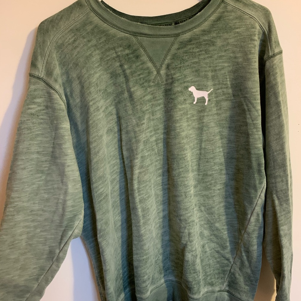 Victoria’s Secret Army Green Distressed Crewneck